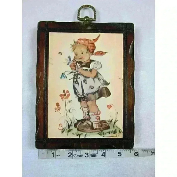 Vintage Hummel Children Wood Wall Plaques Handcrafted Pine Wood Frames Lot of 4 - Picture 11 of 12